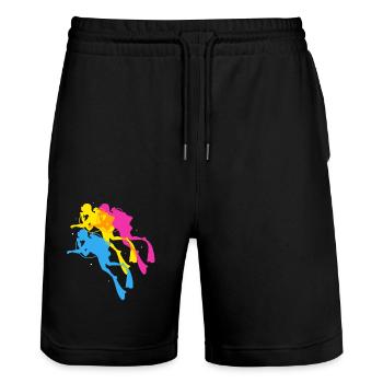Plonger - Short de jogging bio TRAINER Stanley/Stella unisexe - noir - Devant - Nik (191cm) & Marisol (170cm)