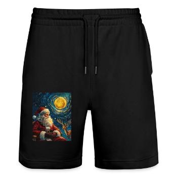 Père Noël Femmes Hommes Enfants Noël - Short de jogging bio TRAINER Stanley/Stella unisexe - noir - Devant - Nik (191cm) & Marisol (170cm)