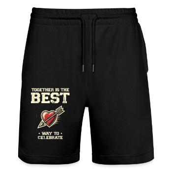 Best Way to Celebrate New Year Loving Couple Together - Stanley/Stella Trainer Unisex Organic Jogging Shorts - black - Front - Nik (191cm) & Marisol (170cm)