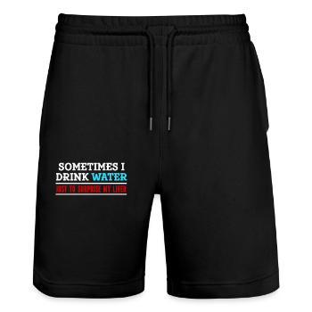 Sometimes I drink water to strengthen my liver - Stanley/Stella Trainer Unisex Organic Jogging Shorts - black - Front - Nik (191cm) & Marisol (170cm)