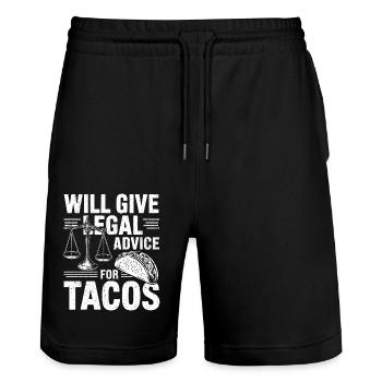 Tacos vs. Legal Advice - Stanley/Stella Trainer Unisex Organic Jogging Shorts - black - Front - Nik (191cm) & Marisol (170cm)
