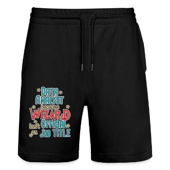 Data Analyst Wizard - Stanley/Stella Unisex Bio Joggingshorts Trainer  - Schwarz - Vorne - Nik (191cm) & Marisol (170cm)