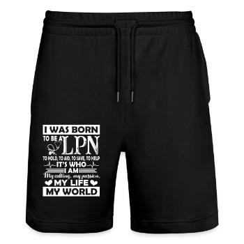 LPN Nurse I Was Born To Be A LPN Nurse - Stanley/Stella Trainer Unisex Organic Jogging Shorts - black - Front - Nik (191cm) & Marisol (170cm)