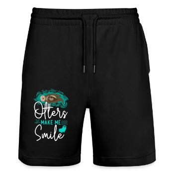 Otter Otters Make Me Smile - Stanley/Stella Trainer Unisex Organic Jogging Shorts - black - Front - Nik (191cm) & Marisol (170cm)