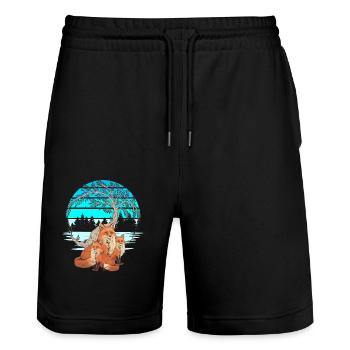 Fuchs Füchse Natur Naturliebhaber Kinder Kind - Stanley/Stella Unisex Bio Joggingshorts Trainer  - Schwarz - Vorne - Nik (191cm) & Marisol (170cm)