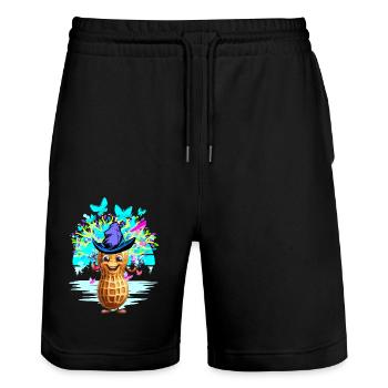 Cacahuète Cacahuètes Enfants Enfant Printemps Noix Magique - Short de jogging bio TRAINER Stanley/Stella unisexe - noir - Devant - Nik (191cm) & Marisol (170cm)