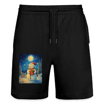 Schneemann Weihnachten Frauen Männer Kinder - Stanley/Stella Unisex Bio Joggingshorts Trainer  - Schwarz - Vorne - Nik (191cm) & Marisol (170cm)