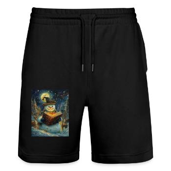 Snowman Christmas Decoration Women Men Children - Stanley/Stella Trainer Unisex Organic Jogging Shorts - black - Front - Nik (191cm) & Marisol (170cm)