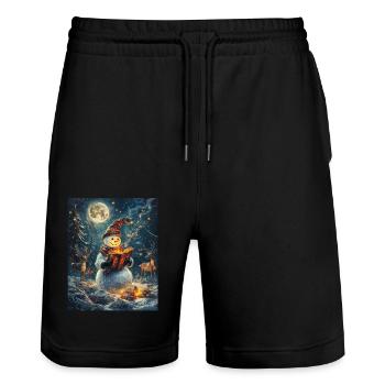 Snowman Christmas Decoration Women Men Children - Stanley/Stella Trainer Unisex Organic Jogging Shorts - black - Front - Nik (191cm) & Marisol (170cm)
