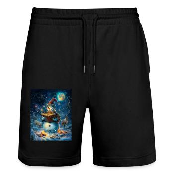 Snowman Christmas Decoration Women Men Children - Stanley/Stella Trainer Unisex Organic Jogging Shorts - black - Front - Nik (191cm) & Marisol (170cm)