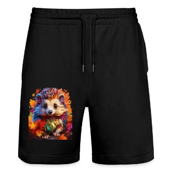 Igel - Stanley/Stella Unisex Bio Joggingshorts Trainer  - Schwarz - Vorne - Nik (191cm) & Marisol (170cm)