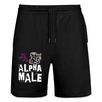 Alpha Einhorn - Süßer Teddy reitet auf Einhorn - Stanley/Stella Unisex Bio Joggingshorts Trainer  - Schwarz - Vorne - Nik (191cm) & Marisol (170cm)