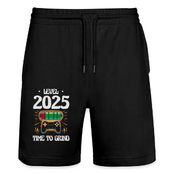 Level 2025 Time to Grind, Game Objectives, New Year's Day - Stanley/Stella Trainer Unisex Organic Jogging Shorts - black - Front - Nik (191cm) & Marisol (170cm)