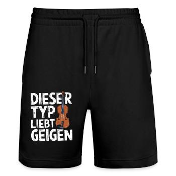 Geigen Spieler Geiger Violinist Musiker Violine - Stanley/Stella Unisex Bio Joggingshorts Trainer  - Schwarz - Vorne - Nik (191cm) & Marisol (170cm)