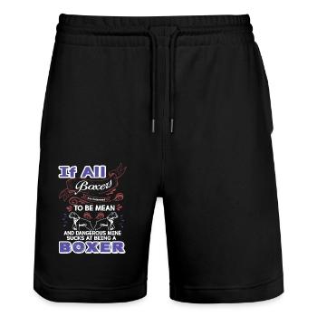 Funny Things About Boxer Dog - Stanley/Stella Trainer Unisex Organic Jogging Shorts - black - Front - Nik (191cm) & Marisol (170cm)