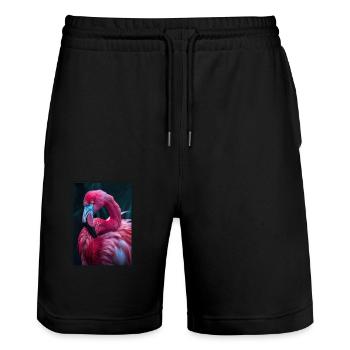 Flamingos Flamingo - Stanley/Stella Trainer Unisex Organic Jogging Shorts - black - Front - Nik (191cm) & Marisol (170cm)