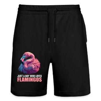 Flamingos Flamingo - Stanley/Stella Trainer Unisex Organic Jogging Shorts - black - Front - Nik (191cm) & Marisol (170cm)