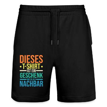Nachbarschaft Bester Nachbar - Stanley/Stella Unisex Bio Joggingshorts Trainer  - Schwarz - Vorne - Nik (191cm) & Marisol (170cm)