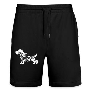 Foster adopt volunteer donate Animal Rescue - Stanley/Stella Trainer Unisex Organic Jogging Shorts - black - Front - Nik (191cm) & Marisol (170cm)