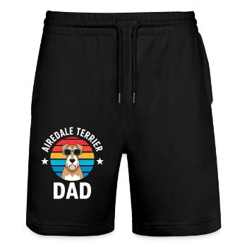 Airedale Terrier Spruch Airedale Terrier Geschenk - Stanley/Stella Unisex Bio Joggingshorts Trainer  - Schwarz - Vorne - Nik (191cm) & Marisol (170cm)
