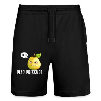 Do It Pear Pressure Lustige Birnen Illustration - Stanley/Stella Unisex Bio Joggingshorts Trainer  - Schwarz - Vorne - Nik (191cm) & Marisol (170cm)