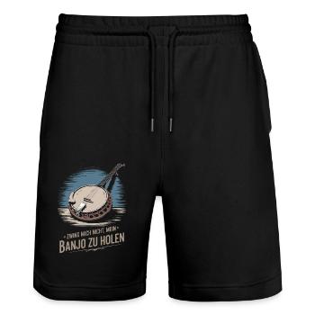 Banjo Spieler Bluegrass Musik Saiteninstrument - Stanley/Stella Unisex Bio Joggingshorts Trainer  - Schwarz - Vorne - Nik (191cm) & Marisol (170cm)