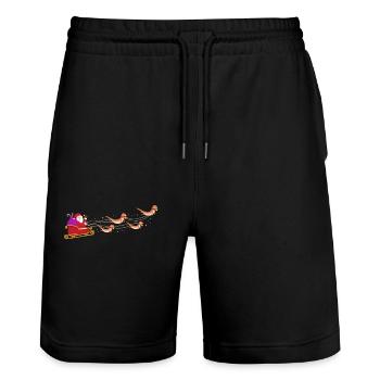 Otter Christmas Santa Sleigh - Stanley/Stella Trainer Unisex Organic Jogging Shorts - black - Front - Nik (191cm) & Marisol (170cm)
