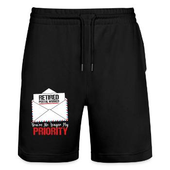 Postbote - Stanley/Stella Unisex Bio Joggingshorts Trainer  - Schwarz - Vorne - Nik (191cm) & Marisol (170cm)