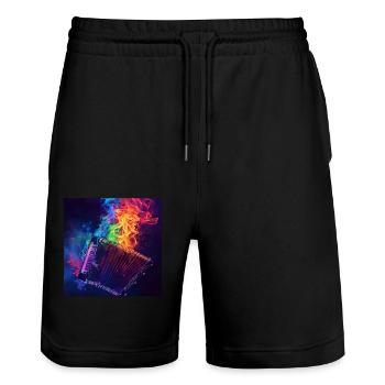 Accordion - Stanley/Stella Trainer Unisex Organic Jogging Shorts - black - Front - Nik (191cm) & Marisol (170cm)
