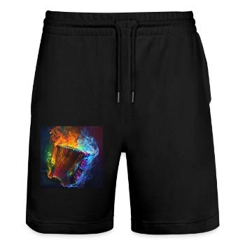 Accordion - Stanley/Stella Trainer Unisex Organic Jogging Shorts - black - Front - Nik (191cm) & Marisol (170cm)