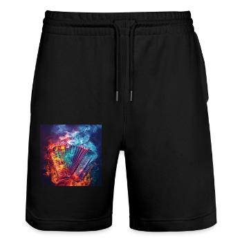 Accordion - Stanley/Stella Trainer Unisex Organic Jogging Shorts - black - Front - Nik (191cm) & Marisol (170cm)
