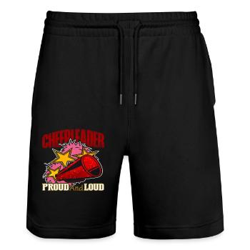 Cheerleader Proud And Loud - Stanley/Stella Trainer Unisex Organic Jogging Shorts - black - Front - Nik (191cm) & Marisol (170cm)