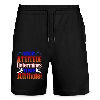 Climbing Your Attitude Determines Your Altitude - Stanley/Stella Trainer Unisex Organic Jogging Shorts - black - Front - Nik (191cm) & Marisol (170cm)