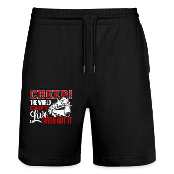 Cheerleading Live Without Cheerleading - Stanley/Stella Trainer Unisex Organic Jogging Shorts - black - Front - Nik (191cm) & Marisol (170cm)
