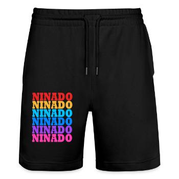 Tornado Birthday Children's Birthday Party - Stanley/Stella Trainer Unisex Organic Jogging Shorts - black - Front - Nik (191cm) & Marisol (170cm)