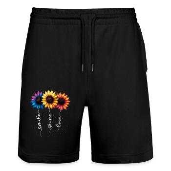 Fleurs d’été Fleur Inspiration Dicton de motivation - Short de jogging bio TRAINER Stanley/Stella unisexe - noir - Devant - Nik (191cm) & Marisol (170cm)