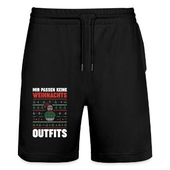 Weihnachtsmann Weihnachten Hässliche Weihnachten - Stanley/Stella Unisex Bio Joggingshorts Trainer  - Schwarz - Vorne - Nik (191cm) & Marisol (170cm)