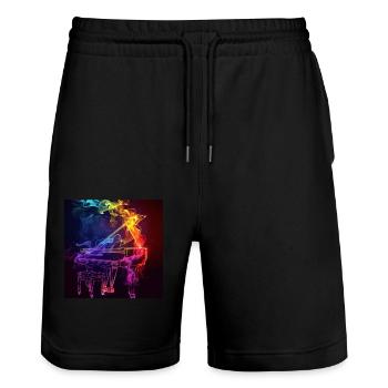 Piano - Short de jogging bio TRAINER Stanley/Stella unisexe - noir - Devant - Nik (191cm) & Marisol (170cm)
