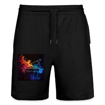 Piano - Short de jogging bio TRAINER Stanley/Stella unisexe - noir - Devant - Nik (191cm) & Marisol (170cm)