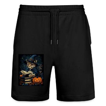 Halloween Geschenk Frauen Wildkatze Männer Kinder - Stanley/Stella Unisex Bio Joggingshorts Trainer  - Schwarz - Vorne - Nik (191cm) & Marisol (170cm)