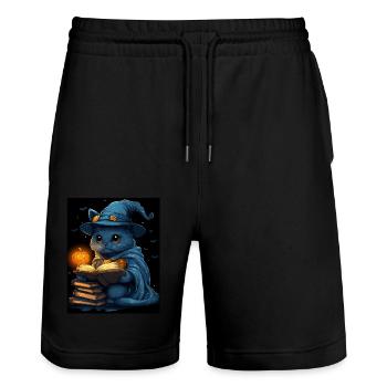Halloween Gift Women Cat Men Kids Decoration - Stanley/Stella Trainer Unisex Organic Jogging Shorts - black - Front - Nik (191cm) & Marisol (170cm)