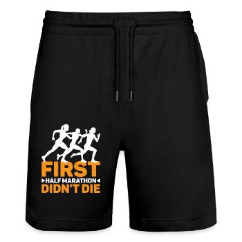 First Half Marathon Didn't Die 7 - Stanley/Stella Unisex Bio Joggingshorts Trainer  - Schwarz - Vorne - Nik (191cm) & Marisol (170cm)