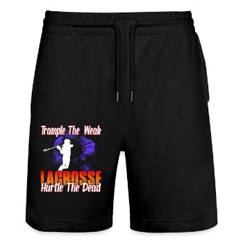 Trample The Weak Lacrosse Hurtle The Dead - Stanley/Stella Trainer Unisex Organic Jogging Shorts - black - Front - Nik (191cm) & Marisol (170cm)