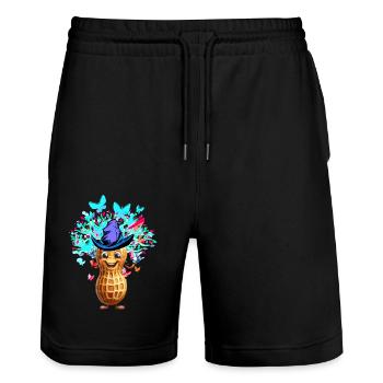 Spring Magic Peanut Peanuts Natural Insects - Stanley/Stella Trainer Unisex Organic Jogging Shorts - black - Front - Nik (191cm) & Marisol (170cm)