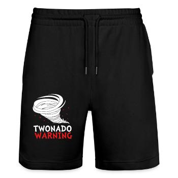 Tornado Birthday Children's Birthday Party - Stanley/Stella Trainer Unisex Organic Jogging Shorts - black - Front - Nik (191cm) & Marisol (170cm)