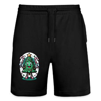 Joyeux Noël Sapin Rétro - Short de jogging bio TRAINER Stanley/Stella unisexe - noir - Devant - Nik (191cm) & Marisol (170cm)