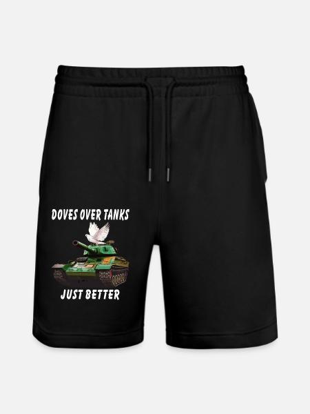 DOVES OVER TANKS JUST BETTER - Stanley/Stella Trainer Unisex Organic Jogging Shorts - black