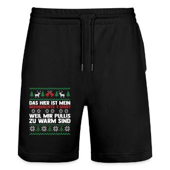Santa Claus Christmas Ugly Christmas - Stanley/Stella Trainer Unisex Organic Jogging Shorts - black - Front - Nik (191cm) & Marisol (170cm)