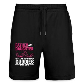 Roller Coaster Father And Daughter Friends - Stanley/Stella Trainer Unisex Organic Jogging Shorts - black - Front - Nik (191cm) & Marisol (170cm)