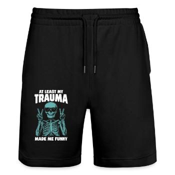 Zumindest Hat Mein Trauma Mich Lustig Gemacht - Stanley/Stella Unisex Bio Joggingshorts Trainer  - Schwarz - Vorne - Nik (191cm) & Marisol (170cm)